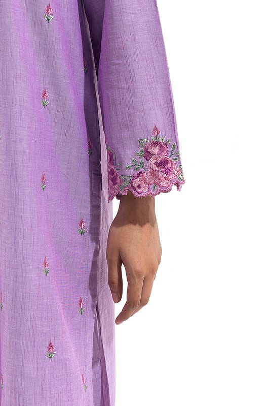 2 PIECE EMBROIDERED CHAMBRAY SUIT (PRET)