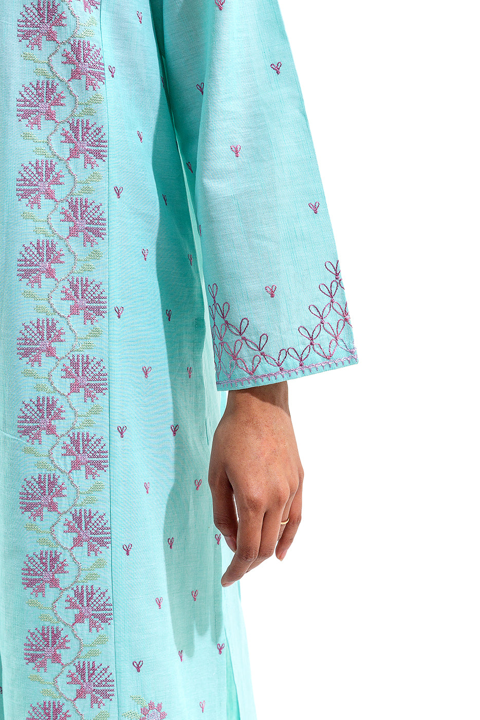 2 PIECE EMBROIDERED CHAMBREY SUIT (PRET)