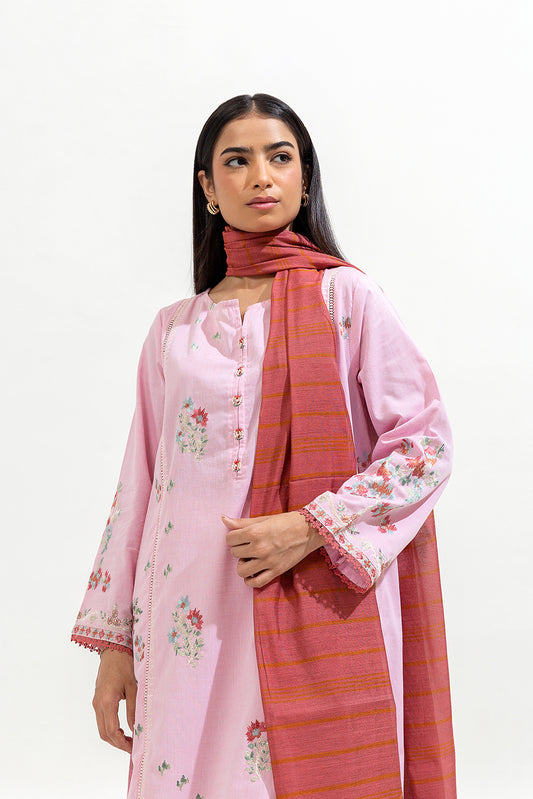 2 PIECE EMBROIDERED CHAMBREY SUIT (PRET)