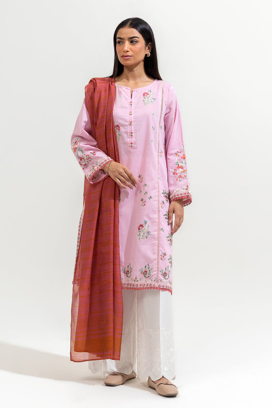 2 PIECE EMBROIDERED CHAMBREY SUIT (PRET)