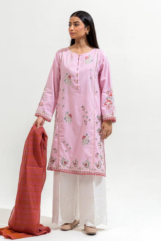 2 PIECE EMBROIDERED CHAMBREY SUIT (PRET)