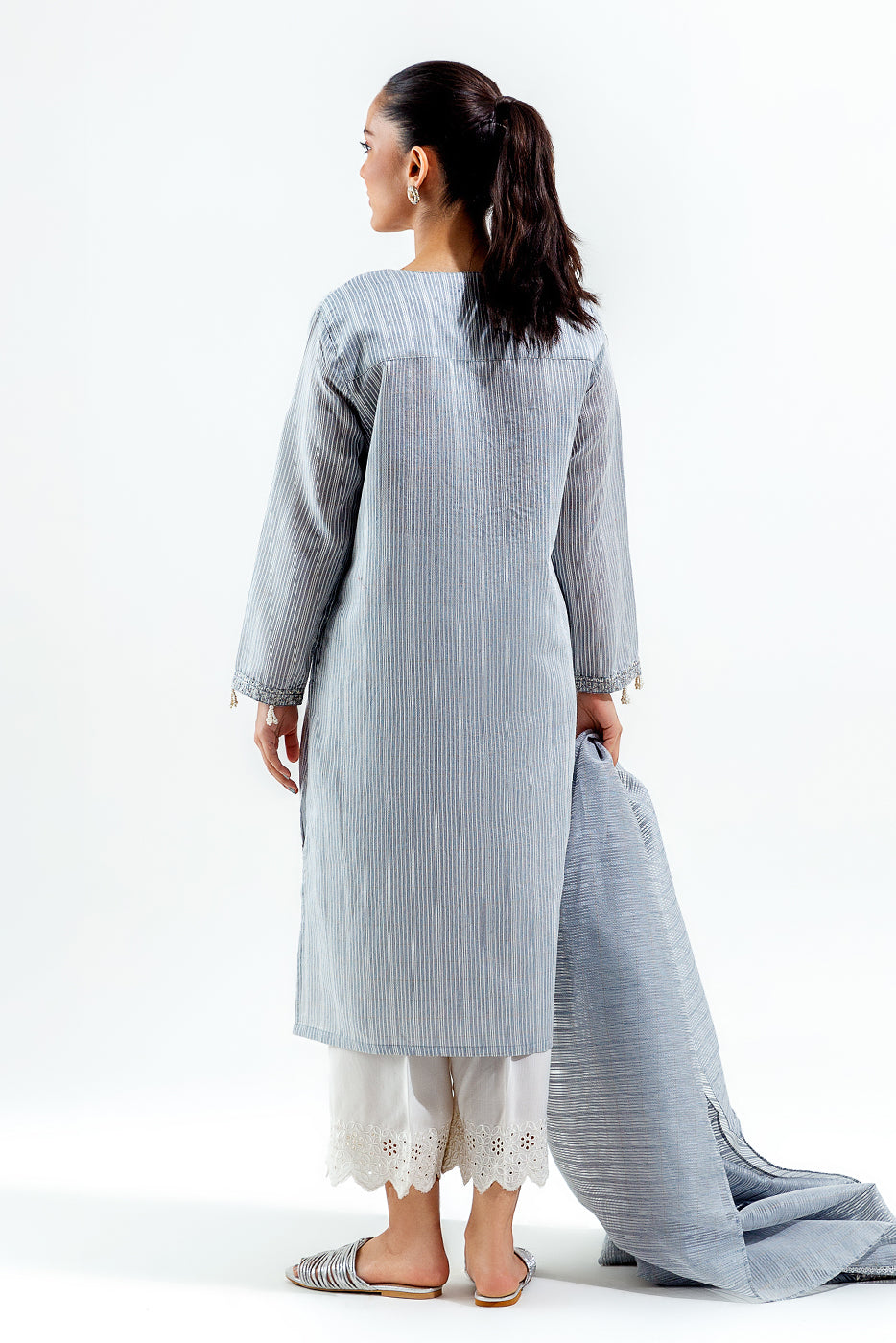 2 PIECE EMBROIDERED ORGANZA FANCY SLUB SUIT (LUXURY PRET)