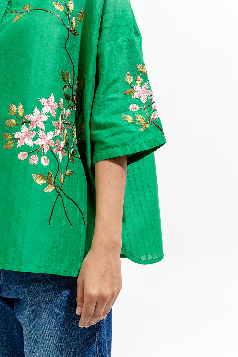 EMBROIDERED JACQUARD TOP (PRET)