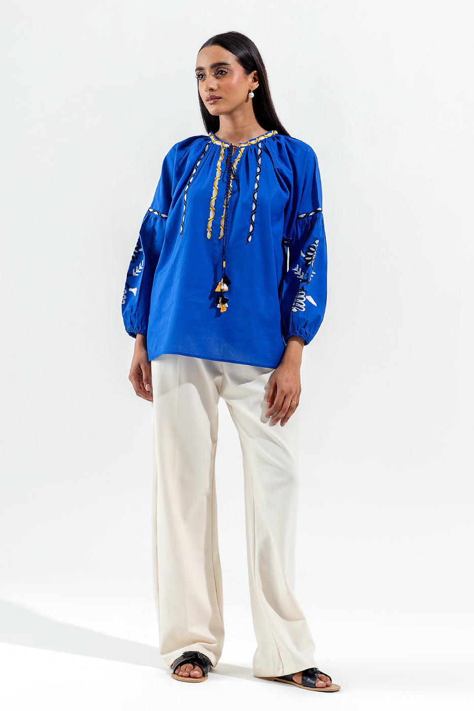 EMBROIDERED FUSION LAWN TOP (PRET)