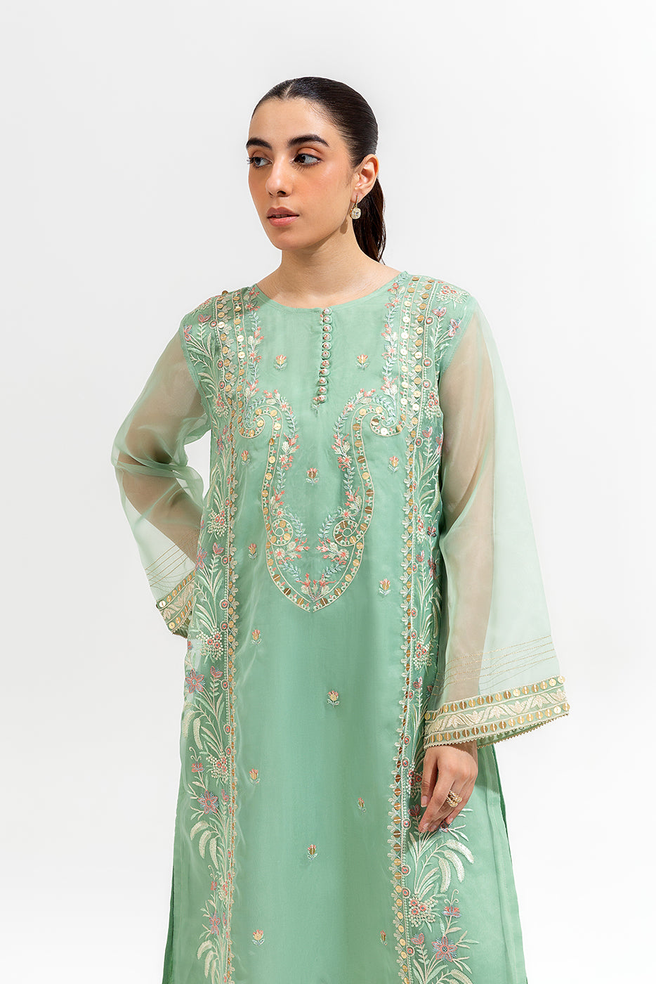2 PIECE EMBROIDERED ORGANZA SUIT (LUXURY-PRET)