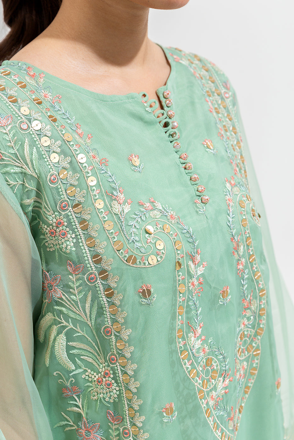 2 PIECE EMBROIDERED ORGANZA SUIT (LUXURY-PRET)