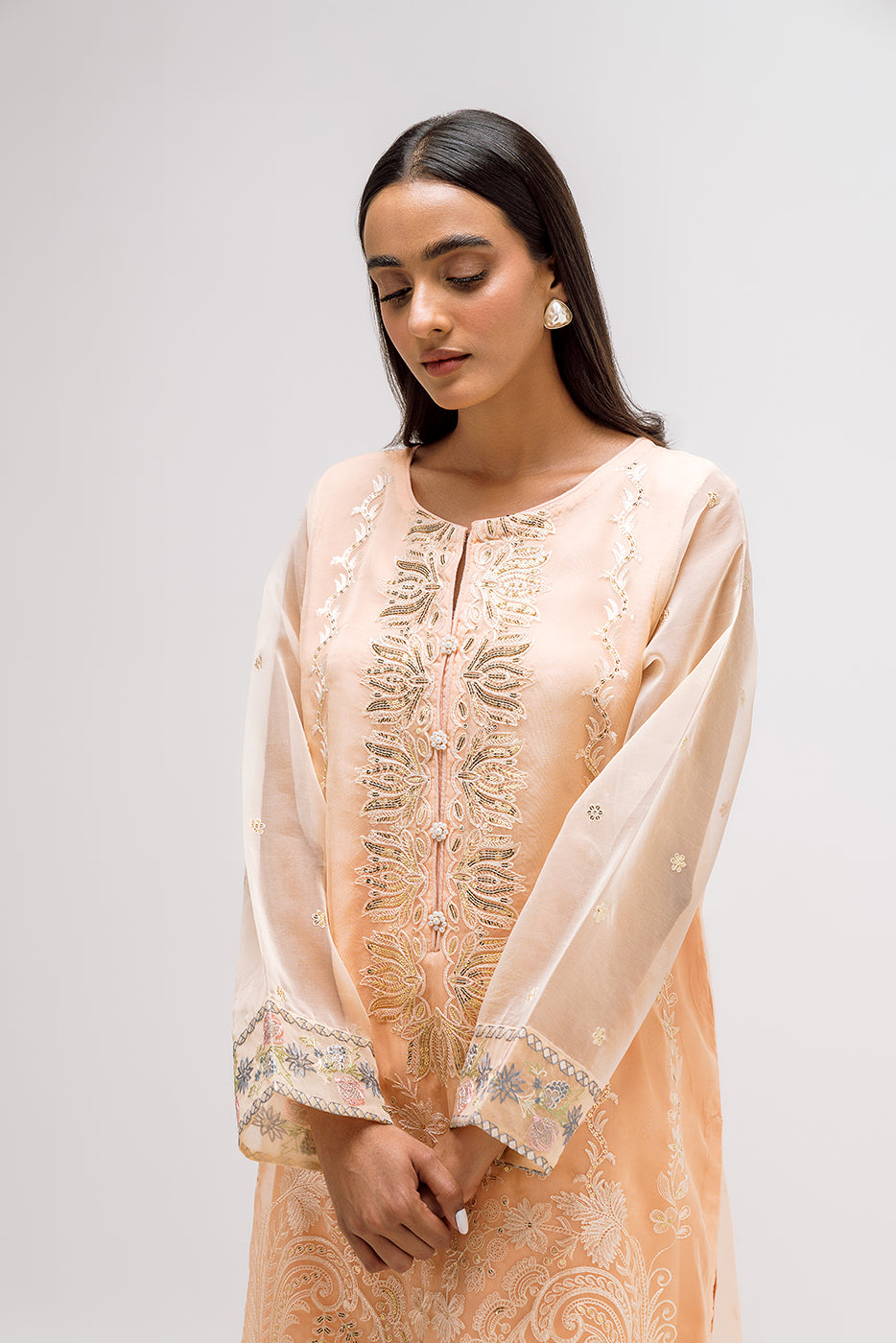 2 PIECE EMBROIDERED ORGANZA SUIT (LUXURY-PRET)