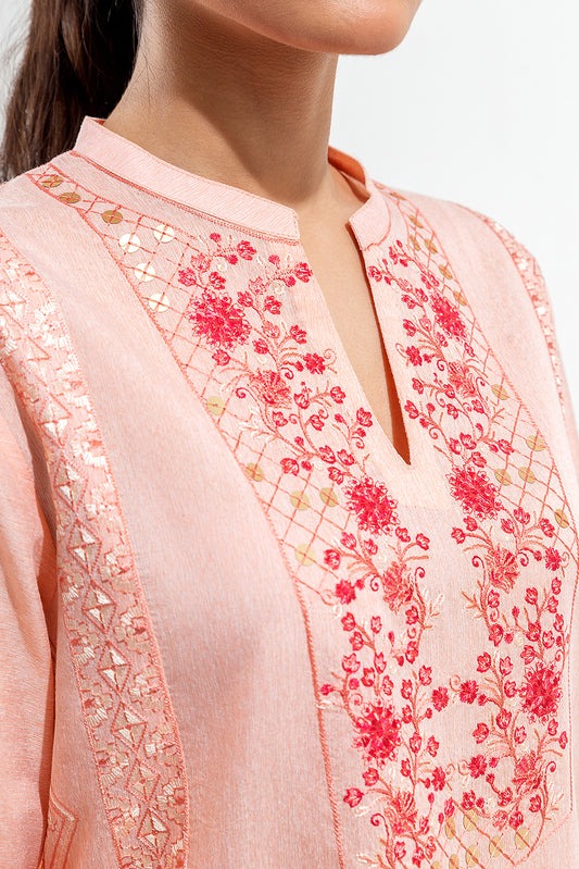 3 PIECE EMBROIDERED SLUB SUIT (LUXURY PRET)