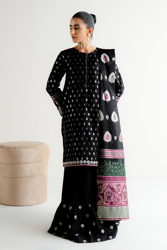 3 PIECE EMBROIDERED JACQUARD SUIT-MOONLIGHT NOIR (UNSTITCHED)