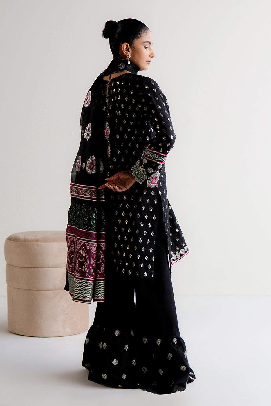 3 PIECE EMBROIDERED JACQUARD SUIT-MOONLIGHT NOIR (UNSTITCHED)