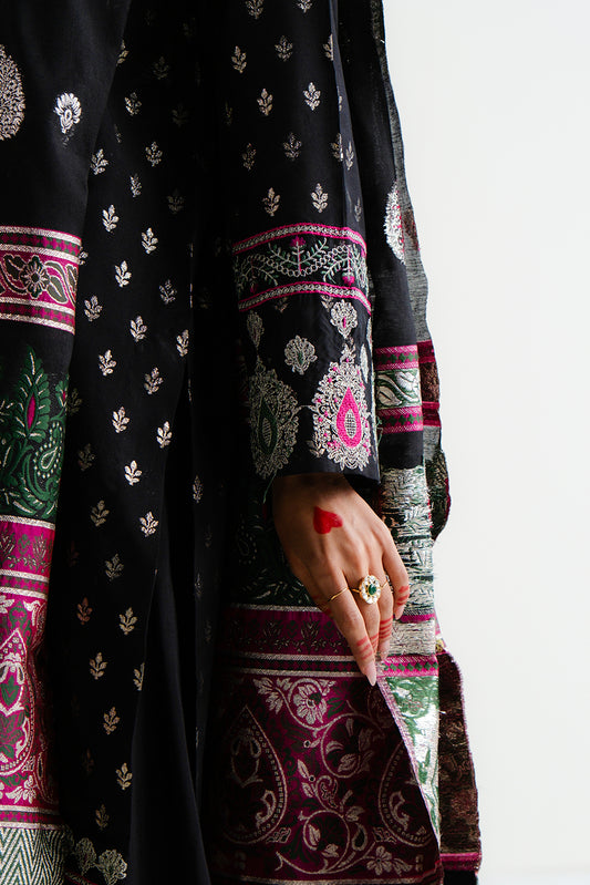 3 PIECE EMBROIDERED JACQUARD SUIT-MOONLIGHT NOIR (UNSTITCHED)