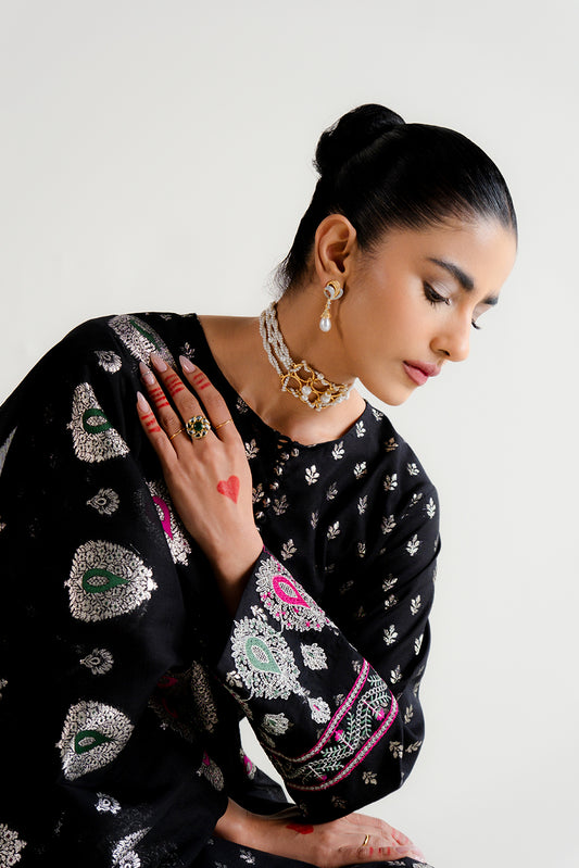 3 PIECE EMBROIDERED JACQUARD SUIT-MOONLIGHT NOIR (UNSTITCHED)