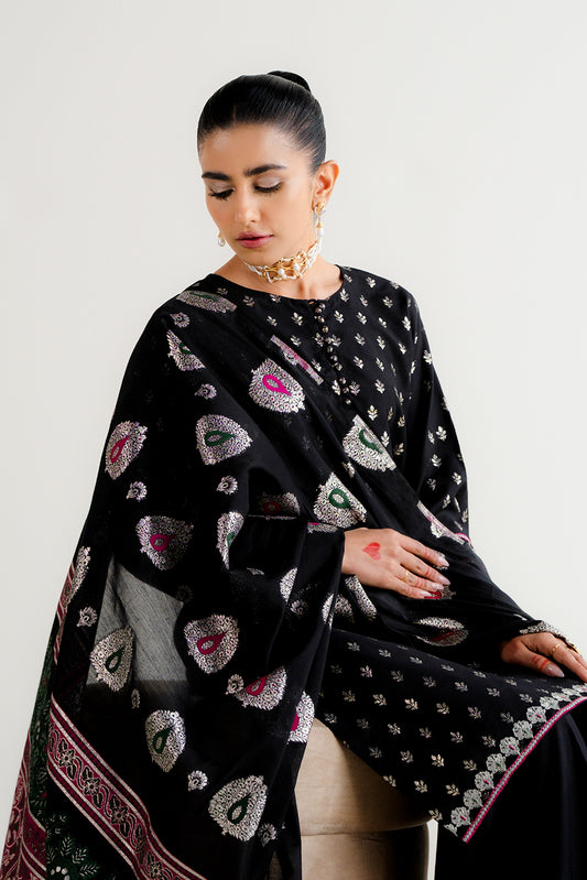 3 PIECE EMBROIDERED JACQUARD SUIT-MOONLIGHT NOIR (UNSTITCHED)