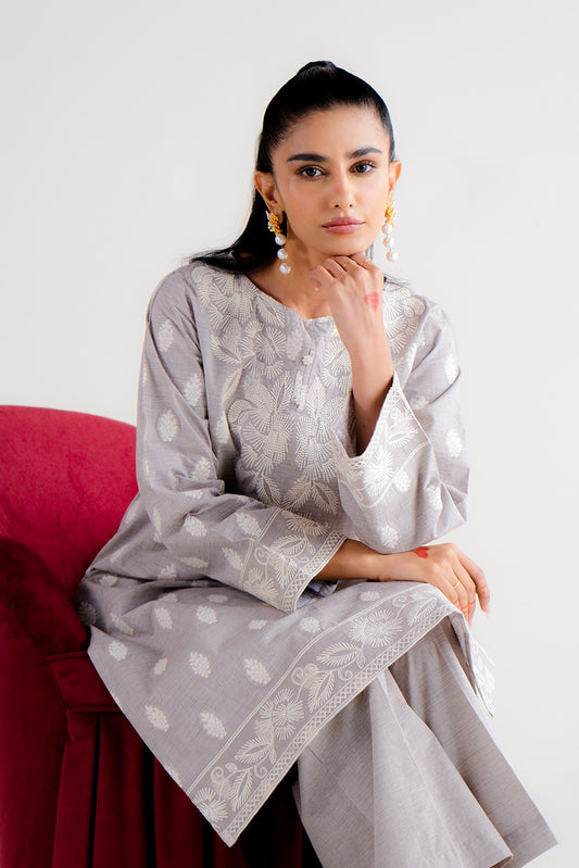 2 PIECE EMBROIDERED TWO TONE JACQUARD SUIT-QUARTZ GLOW (UNSTITCHED)