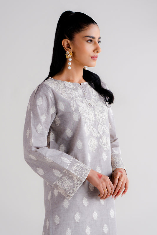 2 PIECE EMBROIDERED TWO TONE JACQUARD SUIT-QUARTZ GLOW (UNSTITCHED)