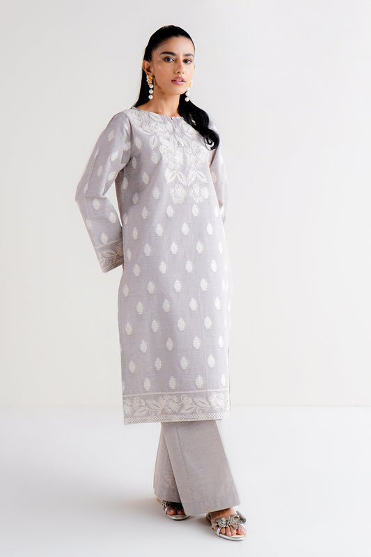 2 PIECE EMBROIDERED TWO TONE JACQUARD SUIT-QUARTZ GLOW (UNSTITCHED)