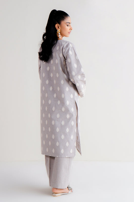 2 PIECE EMBROIDERED TWO TONE JACQUARD SUIT-QUARTZ GLOW (UNSTITCHED)