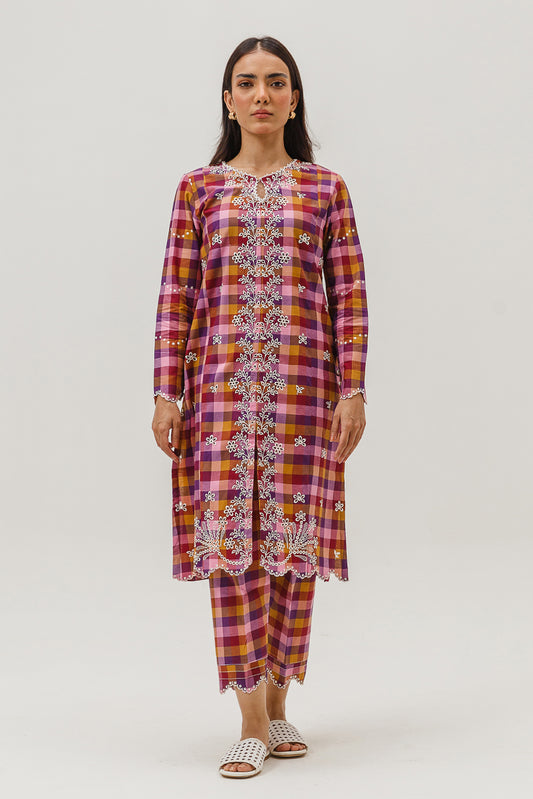 2 PIECE EMBROIDERED YARN DYED SUIT (PRET)