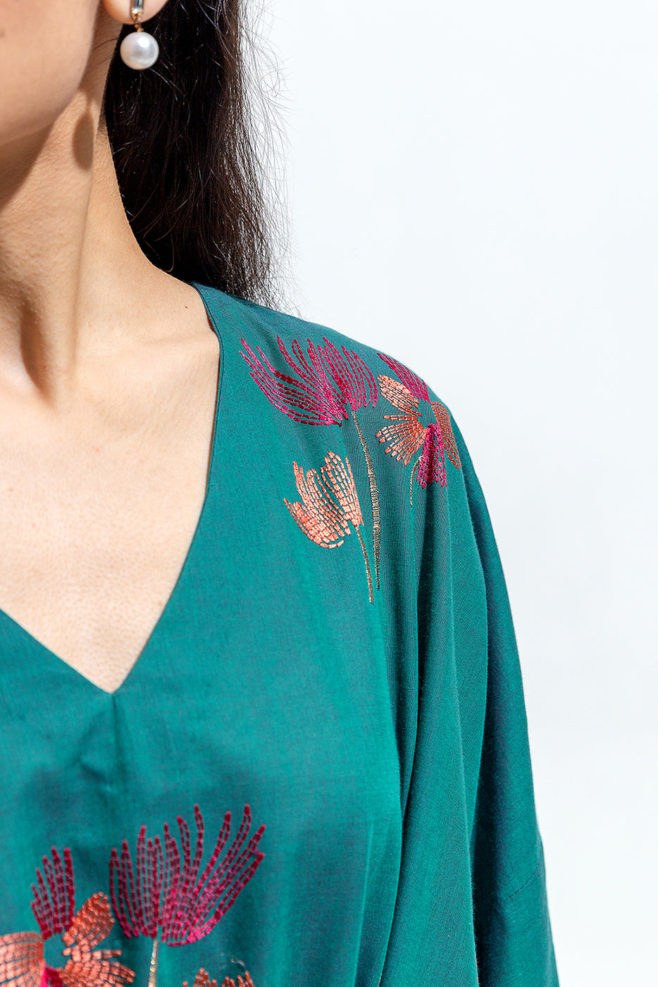 EMBROIDERED CHAMBREY SHIRT (PRET)