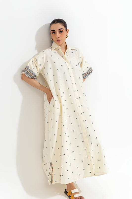 EMBROIDERED BUTTON-THROUGH A LIGN DRESS