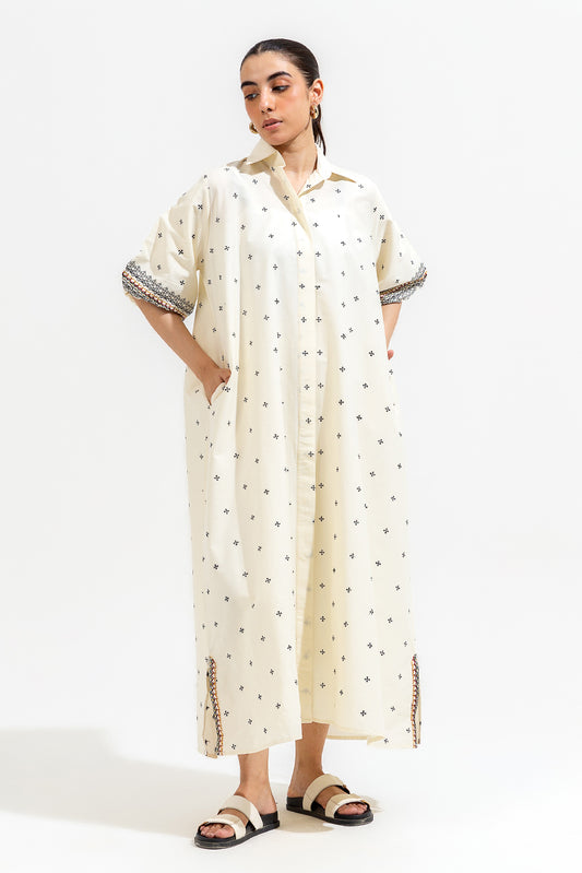 EMBROIDERED BUTTON-THROUGH A LIGN DRESS