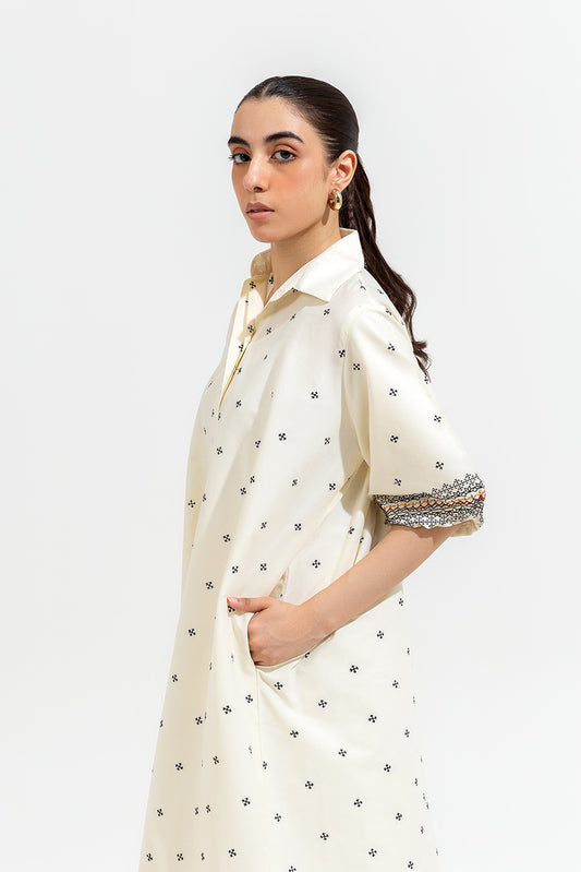 EMBROIDERED BUTTON-THROUGH A LIGN DRESS