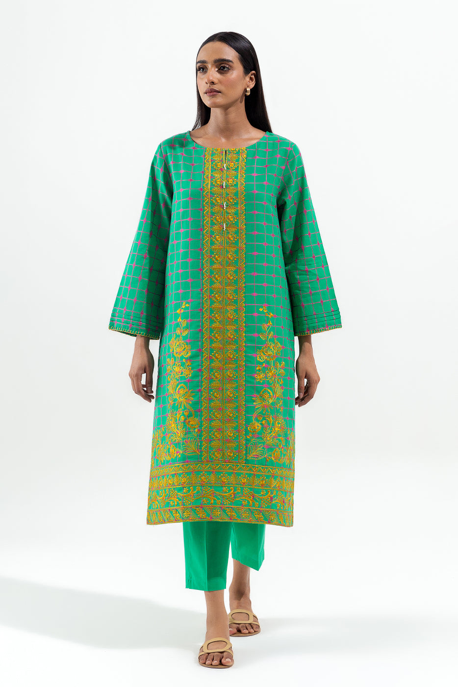 2 PIECE EMBROIDERED YARN DYED SUIT (PRET)