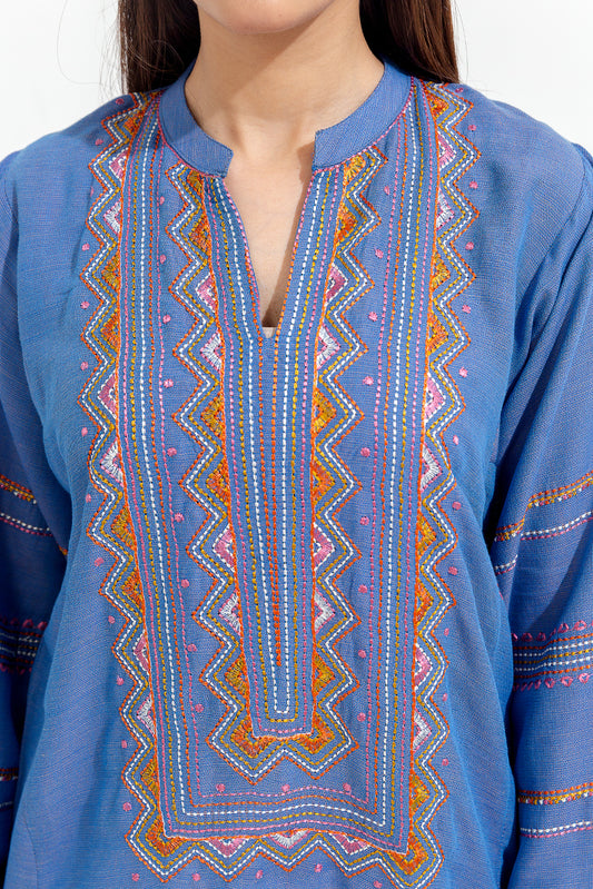 EMBROIDERED YARN DYED SHIRT (PRET)