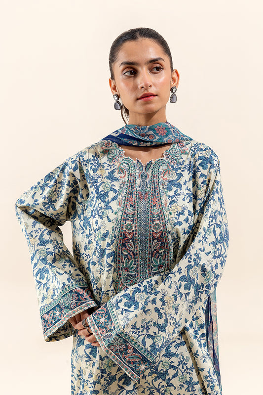 2 PIECE EMBROIDERED LAWN SUIT-WHISPERING CREAM (UNSTITCHED)