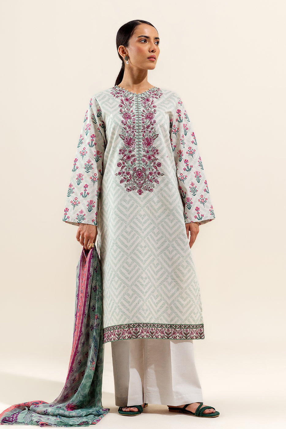 2 PIECE EMBROIDERED LAWN SUIT-PRIMROSE ASH (UNSTITCHED)