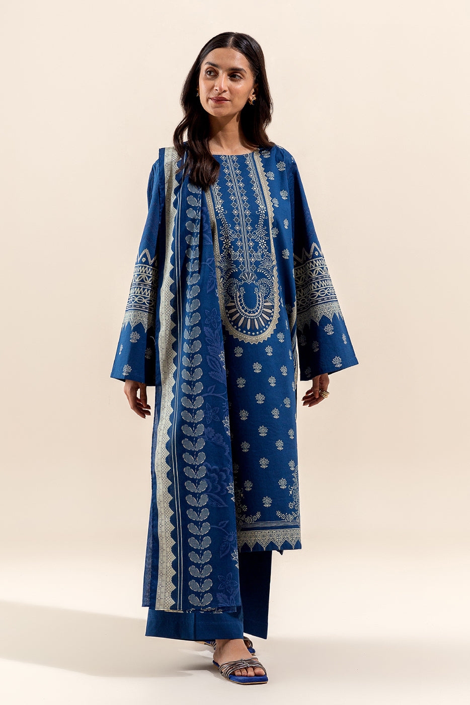 2 PIECE PRINTED LAWN SUIT-AEGEAN KNOTS (UNSTITCHED)