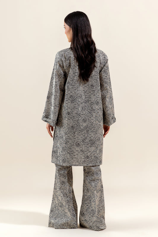 2 PIECE PRINTED LAWN SUIT-BEIGE HUES (UNSTITCHED)