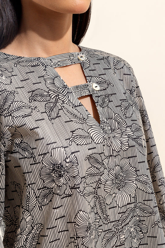 2 PIECE PRINTED LAWN SUIT-BEIGE HUES (UNSTITCHED)