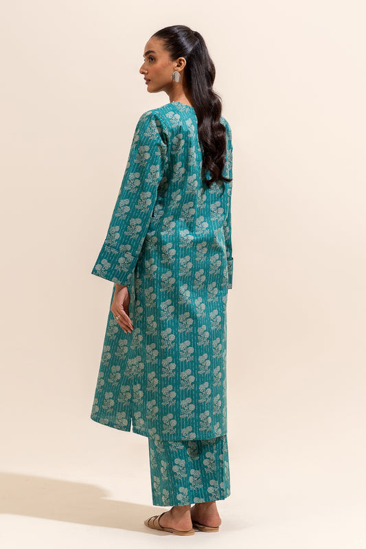2 PIECE PRINTED LAWN SUIT-AVENTURINE ACCENTS (UNSTITCHED)