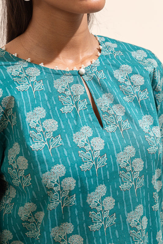 2 PIECE PRINTED LAWN SUIT-AVENTURINE ACCENTS (UNSTITCHED)