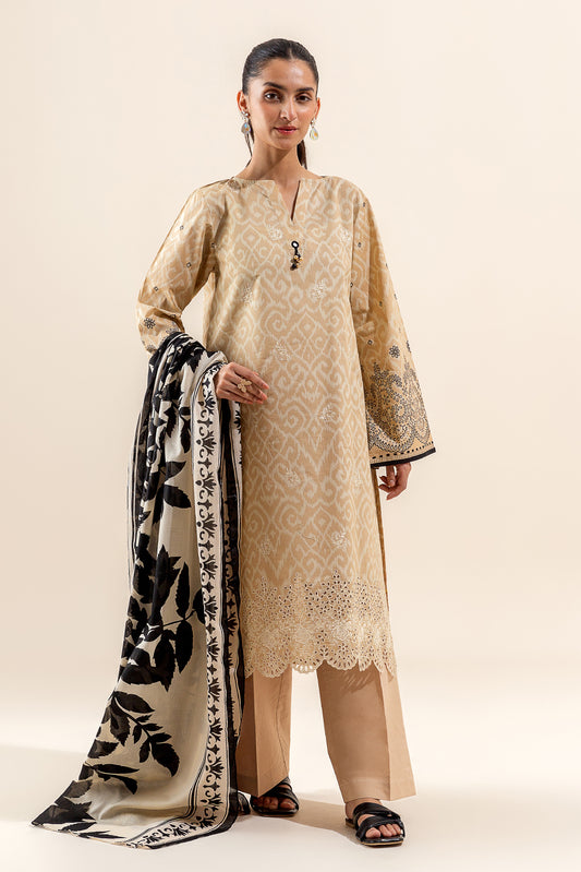 3 PIECE EMBROIDERED LAWN SUIT-ONYX PALE (UNSTITCHED)