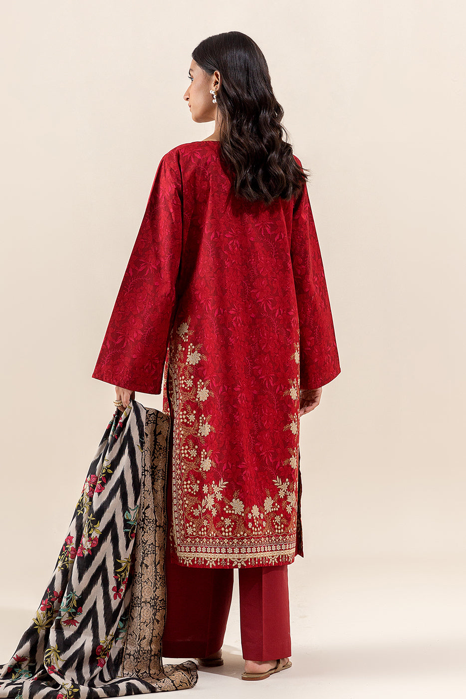3 PIECE EMBROIDERED LAWN SUIT-GARNET FALL (UNSTITCHED)