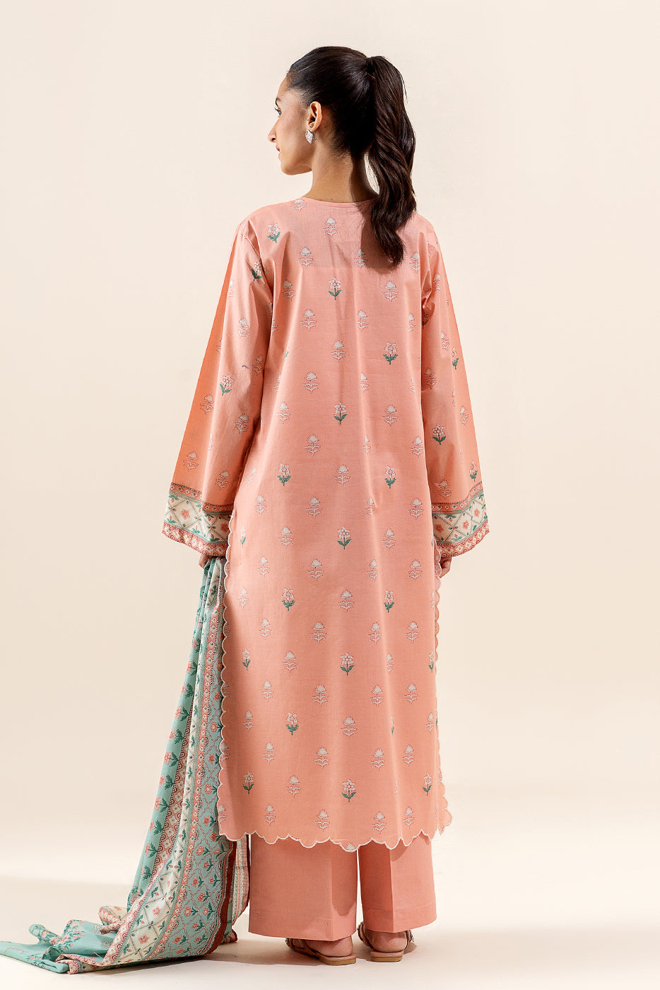 3 PIECE EMBROIDERED LAWN SUIT-SALMON VERVE (UNSTITCHED)