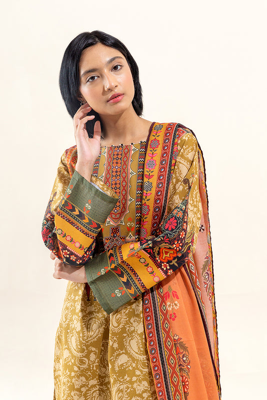 3 PIECE PRINTED LAWN SUIT-MEDALLION TRIBE (UNSTITCHED)