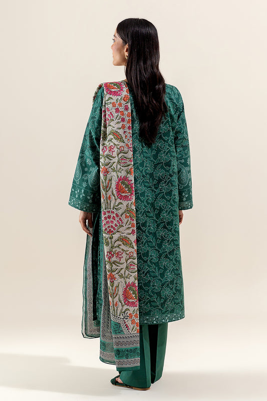 3 PIECE PRINTED LAWN SUIT-OPULENT GREEN (UNSTITCHED)