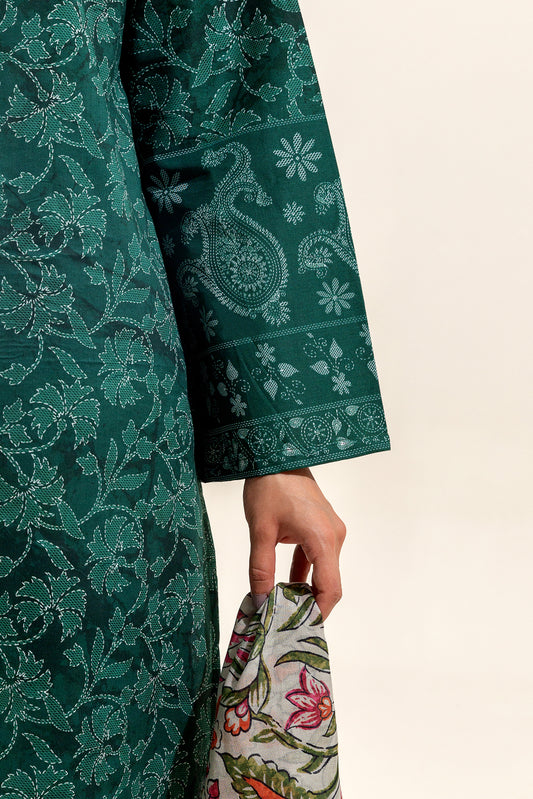 3 PIECE PRINTED LAWN SUIT-OPULENT GREEN (UNSTITCHED)