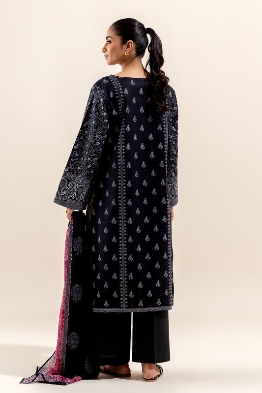 3 PIECE PRINTED LAWN SUIT-SABLE STONE (UNSTITCHED)