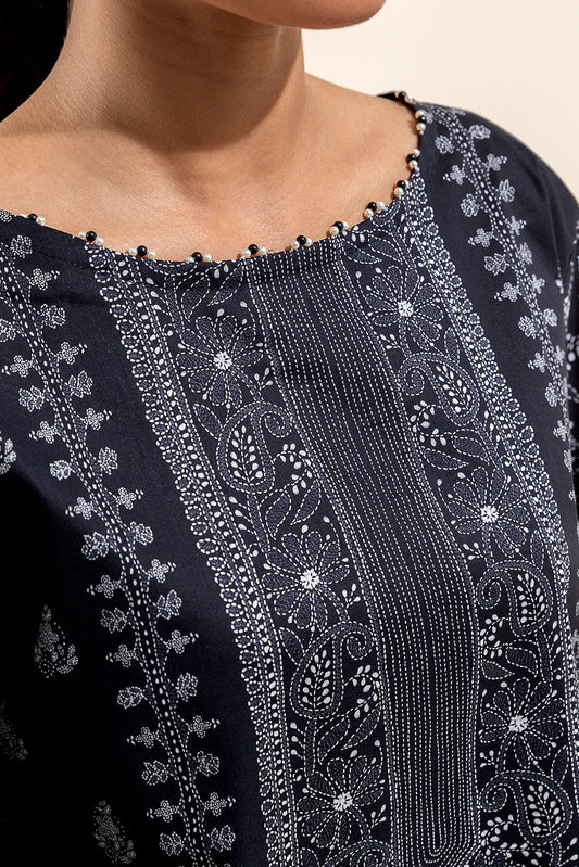 3 PIECE PRINTED LAWN SUIT-SABLE STONE (UNSTITCHED)