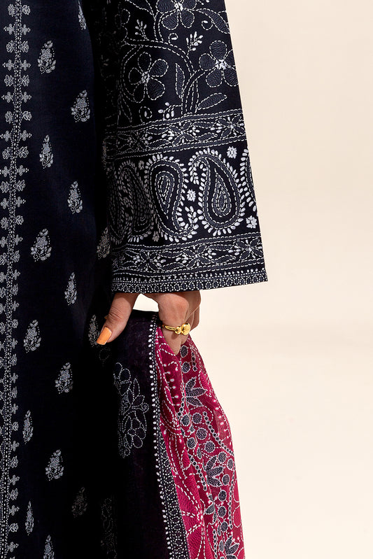 3 PIECE PRINTED LAWN SUIT-SABLE STONE (UNSTITCHED)