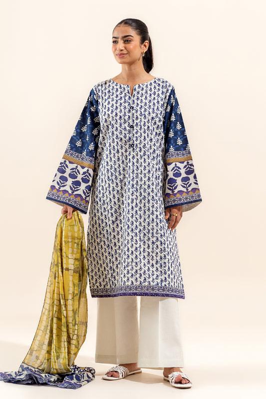 3 PIECE PRINTED LAWN SUIT-BERRY BLOCK (UNSTITCHED)