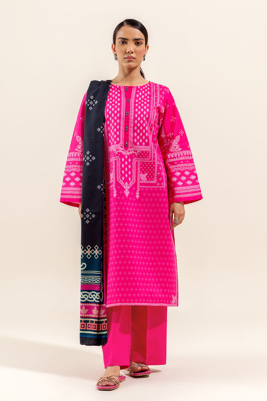 3 PIECE PRINTED LAWN SUIT-MELLOW GLINT (UNSTITCHED)