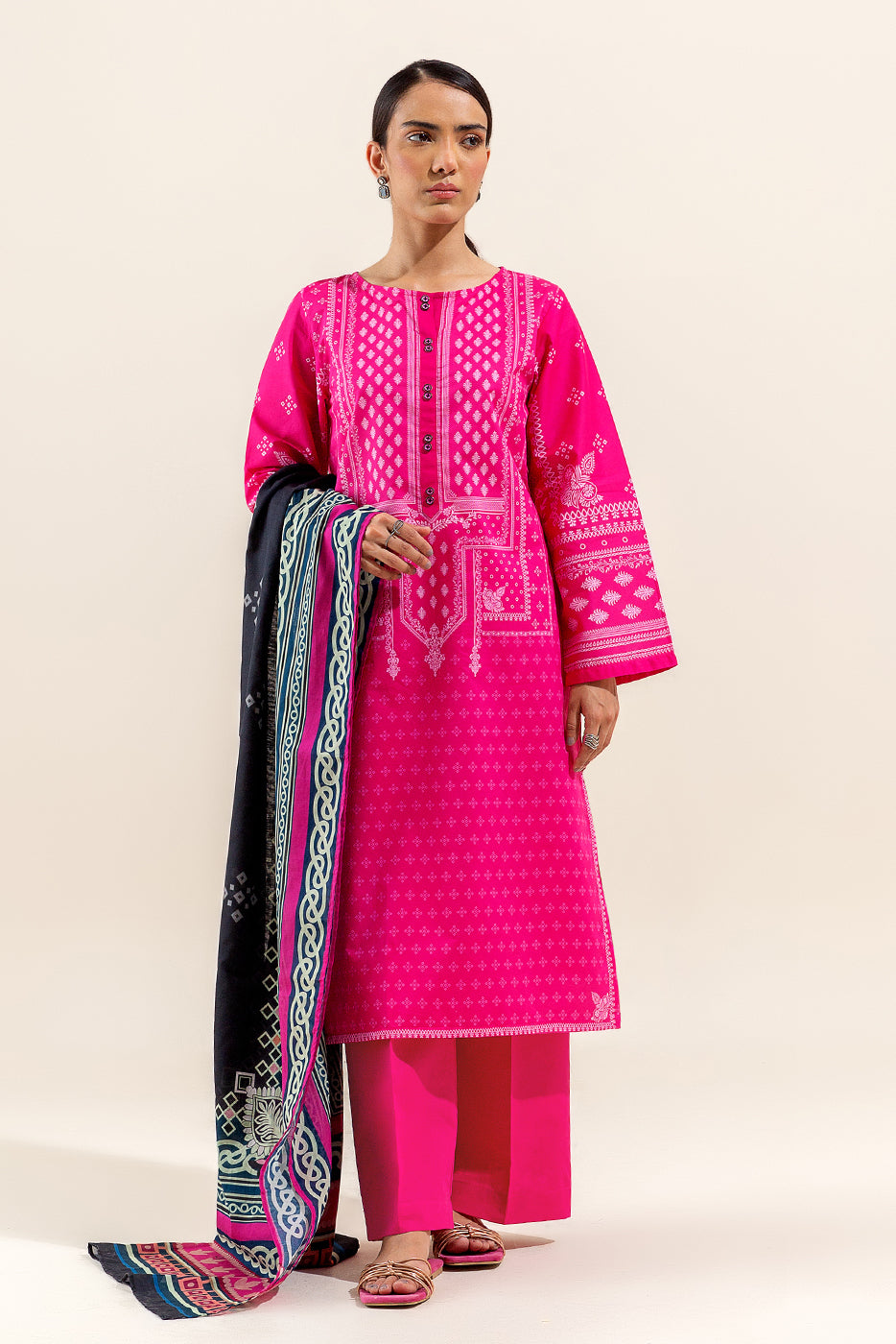 3 PIECE PRINTED LAWN SUIT-MELLOW GLINT (UNSTITCHED)