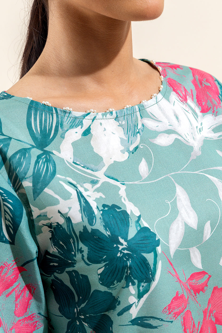 3 PIECE PRINTED LAWN SUIT-TENDER LEAF (UNSTITCHED)