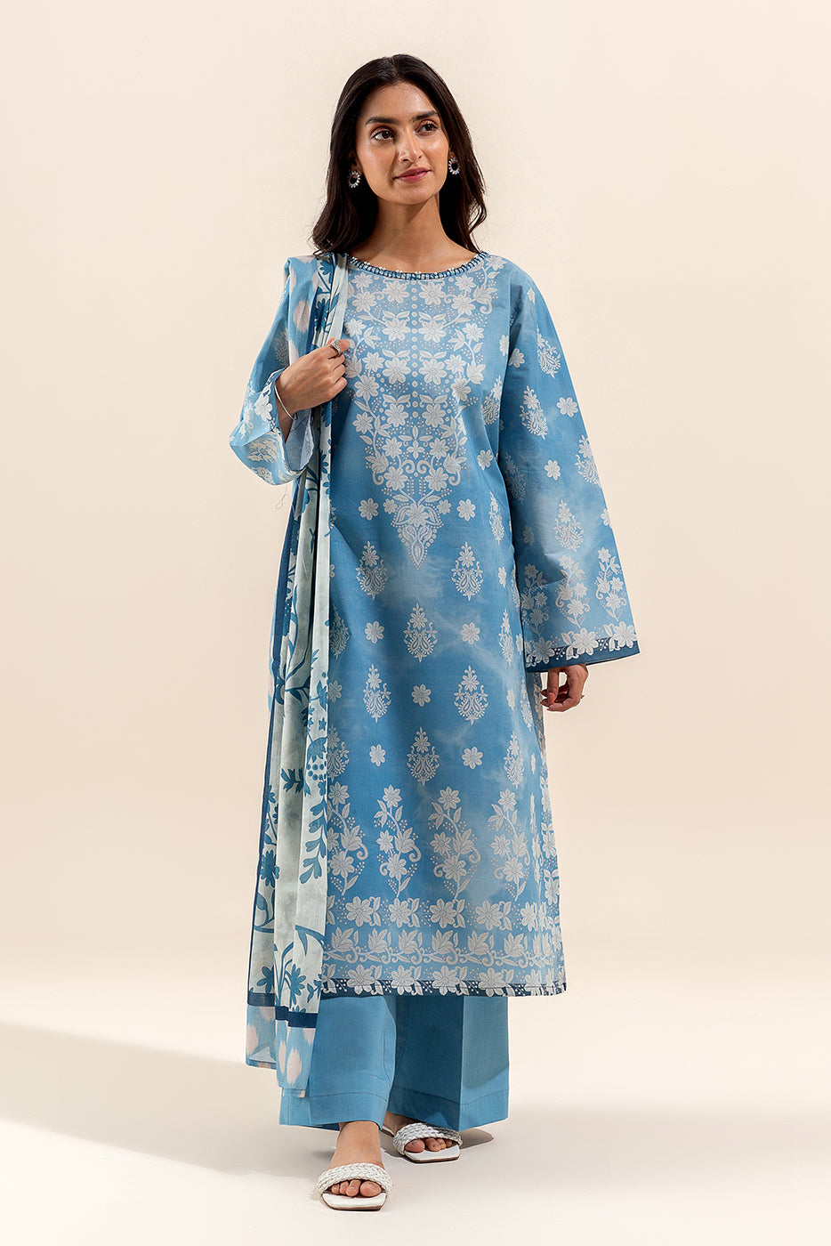 3 PIECE PRINTED LAWN SUIT-CLOUDY BLOOM (UNSTITCHED)