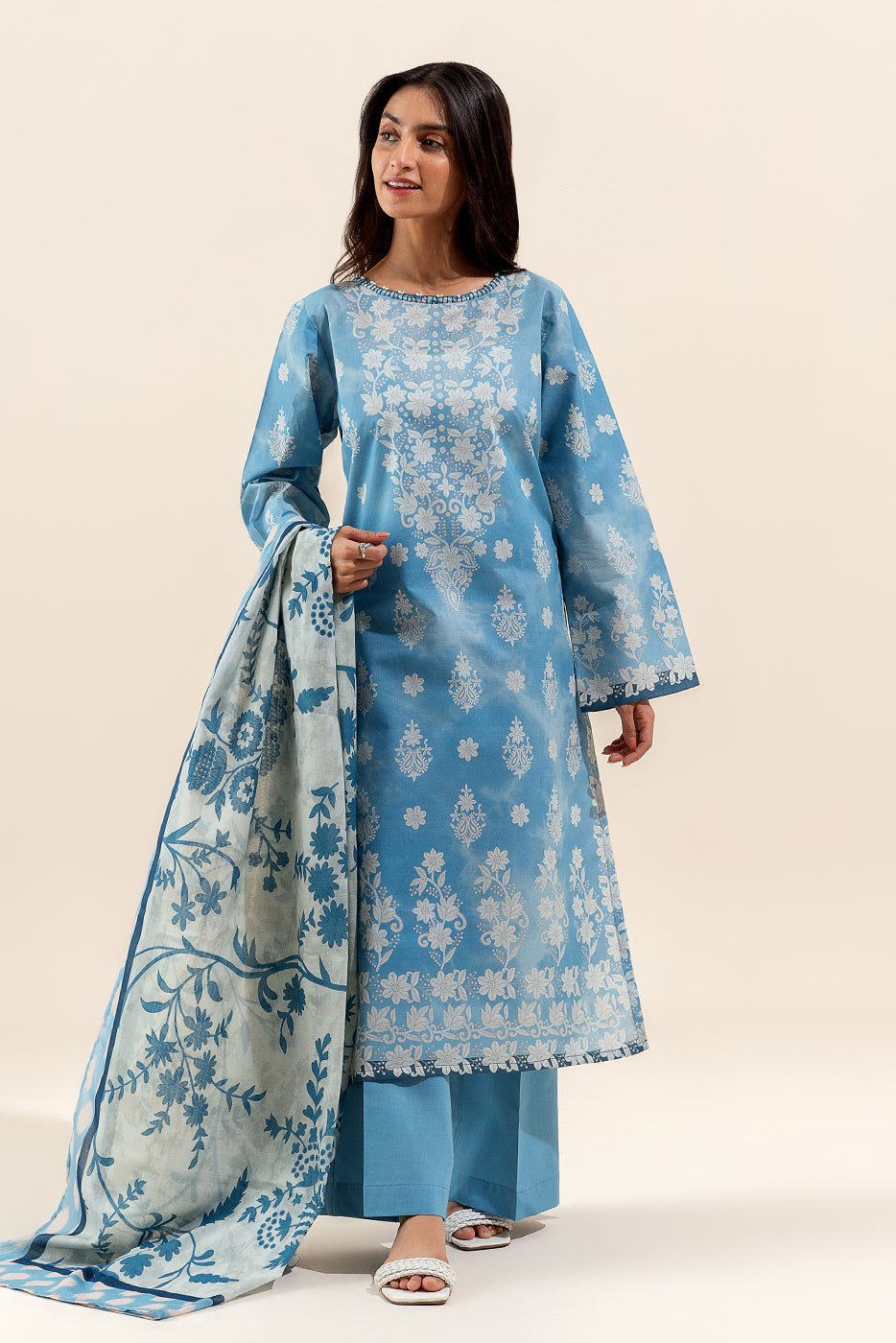 3 PIECE PRINTED LAWN SUIT-CLOUDY BLOOM (UNSTITCHED)